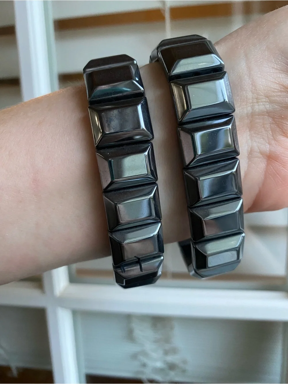 Men’s Hematite Square Stretch Bracelet – Bold, Grounding & Timeless